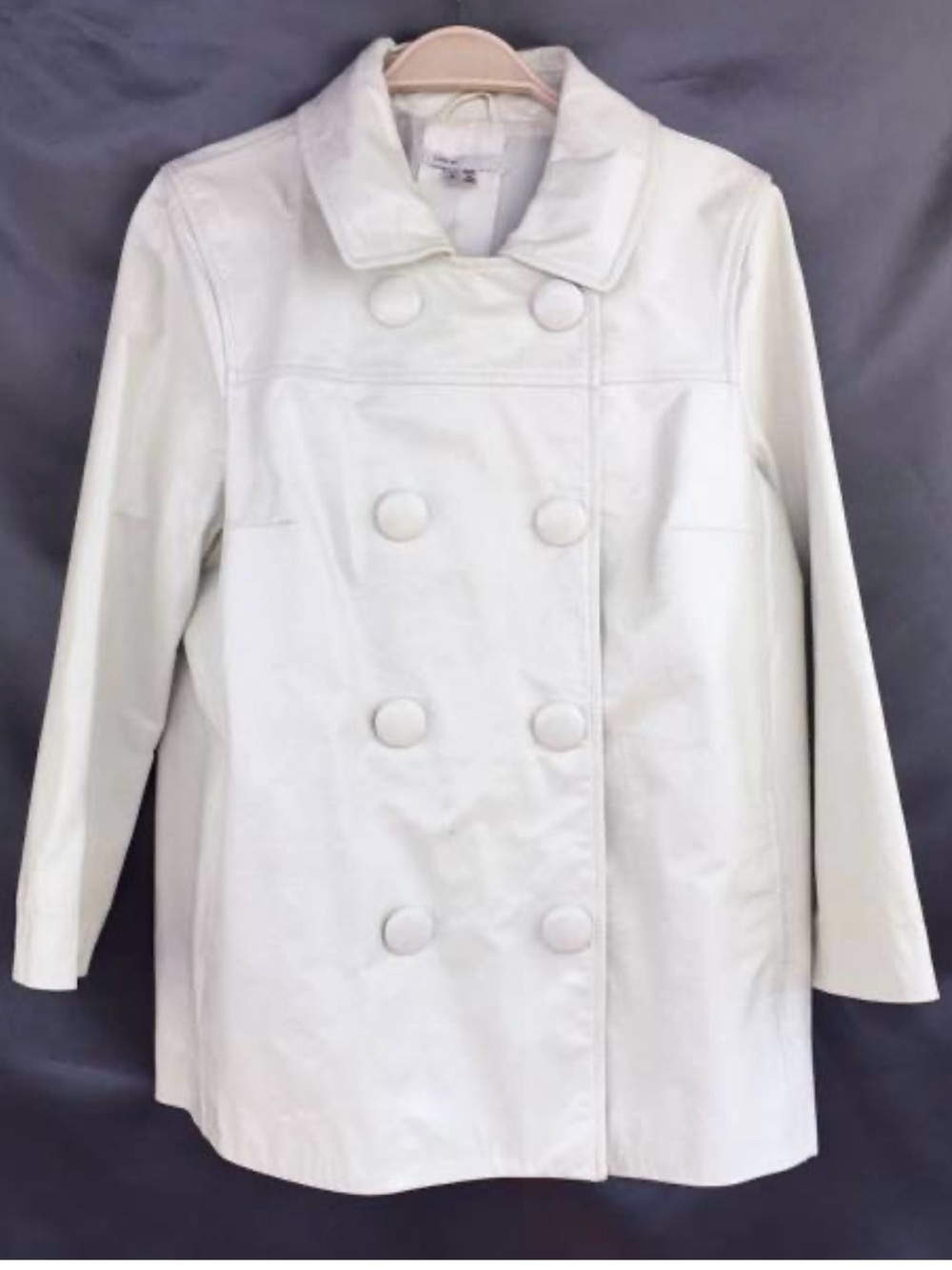 Vince White Mod Patent Leather Double Breasted Peacoat.Size M